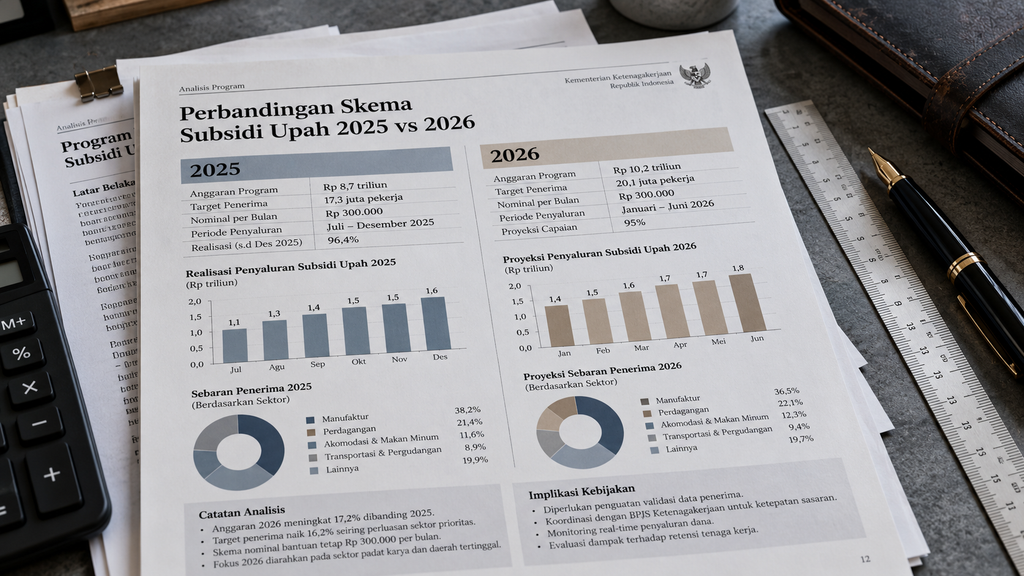 BSU 2026 Rp900.000 Segera Cair, Ini Syarat dan Cara Ceknya 10 Lembar data komparasi analitis perbandingan anggaran dan target penerima BSU 2025 dan rencana 2026.