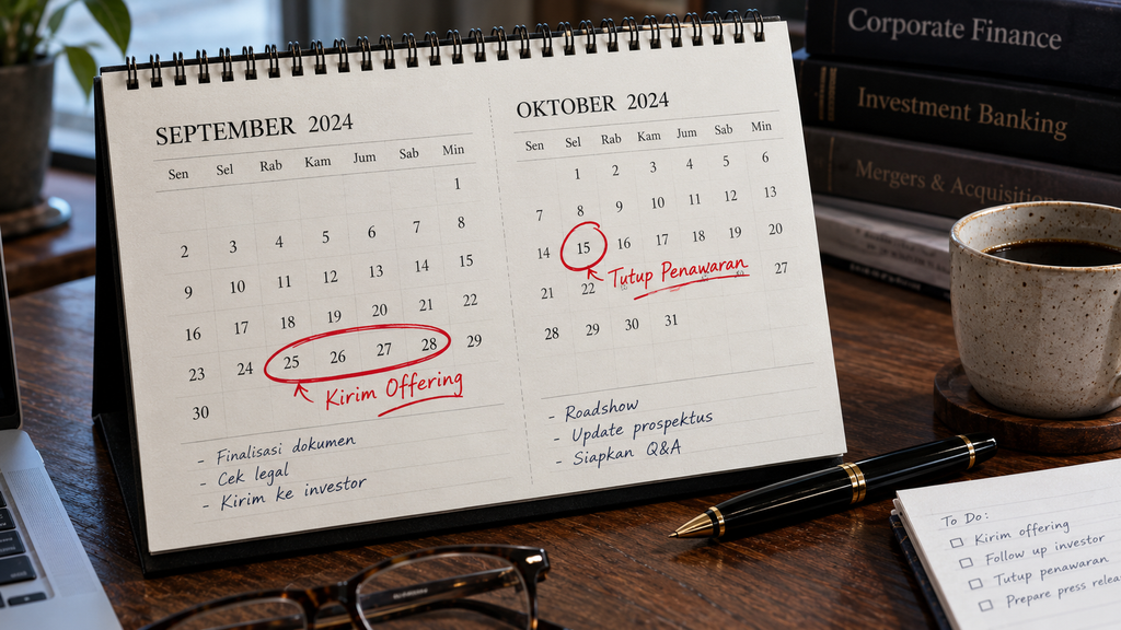 1550 Calon Manajer Kopdes Sempat Menolak, Kini Minta Penawaran Ulang 3 Kalender meja kerja yang menandai tanggal krusial akhir September hingga pertengahan Oktober terkait pengiriman offering letter.